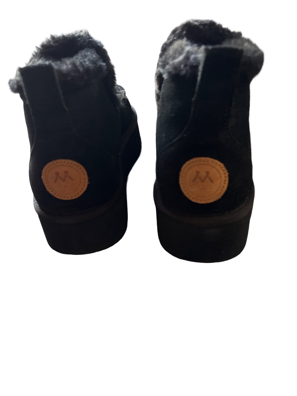 Shearling-Lined Mykos Black Platform Mules - Picture 3 of 4